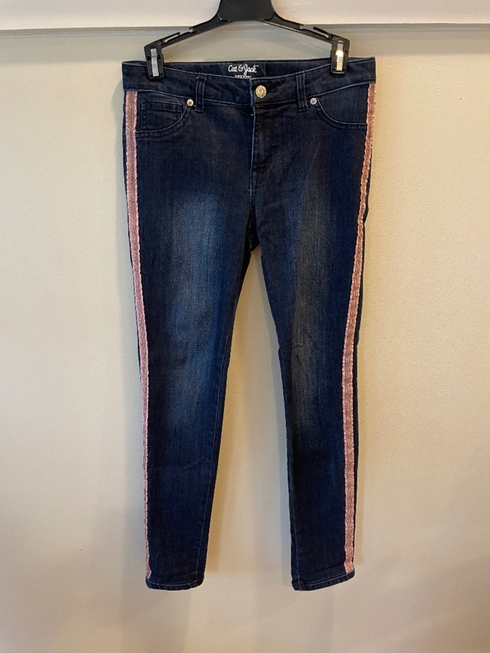 Cat & Jack Girls Side Stripe Super Skinny Jeans Dark Wash size 14